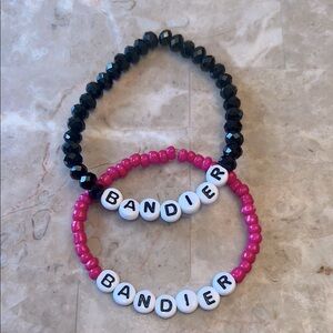 Bandier Custom Made Beaded Bracelet Set - Black and Pink